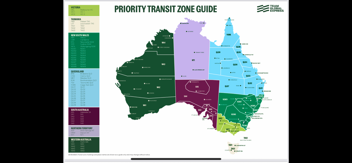 shipping zone map